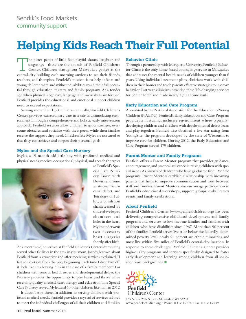 Penfield Children's Center Real Food Article